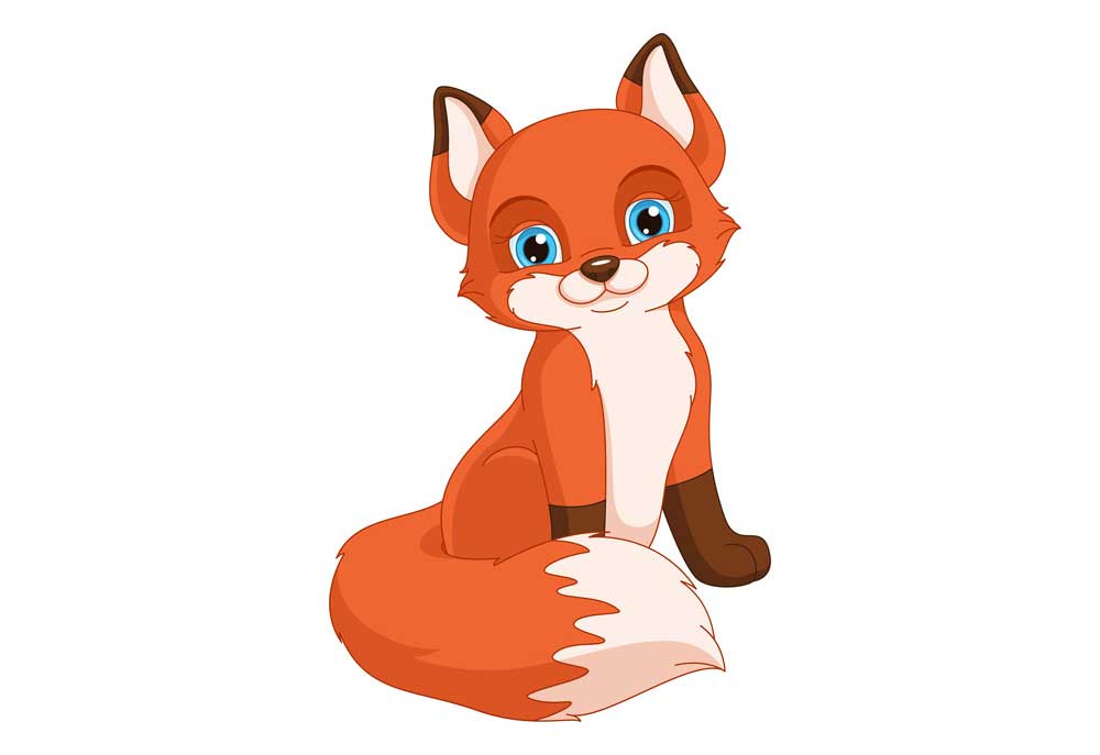 Clip Art of Cute Red Fox Sitting Isolated on White Background | Dog Clip Art Pictures