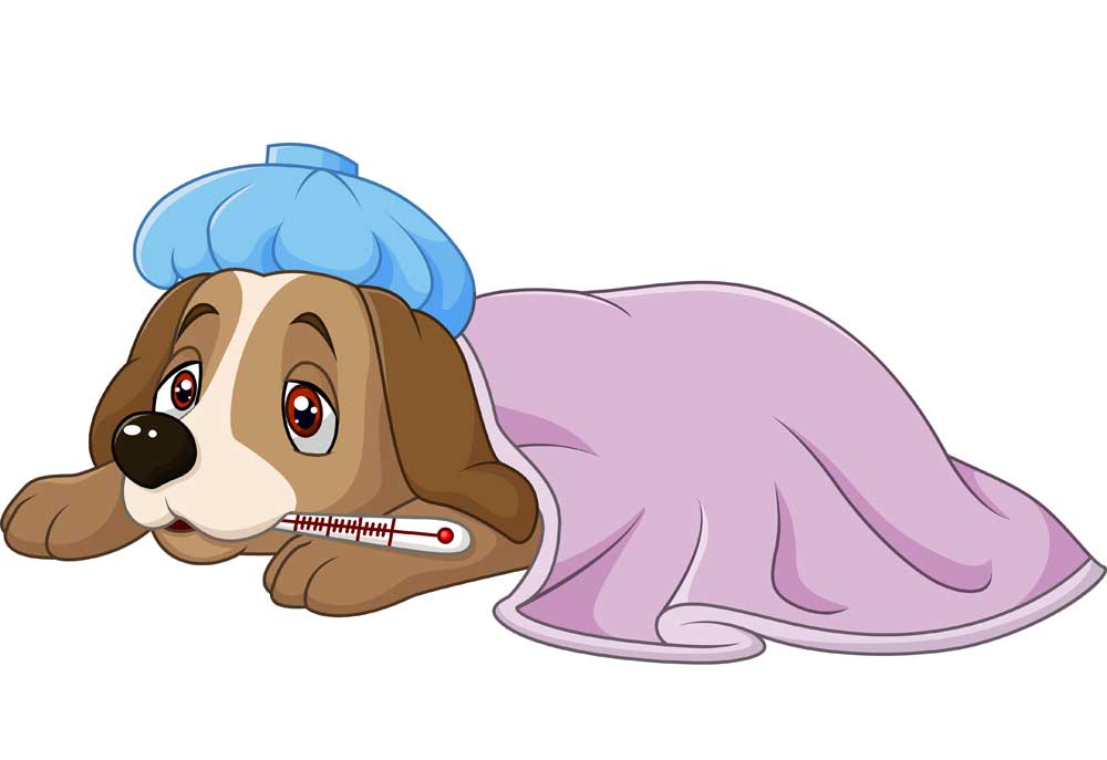 Clip Art of Sick Puppy Dog Under a Blanket | Clip Art of Dogs