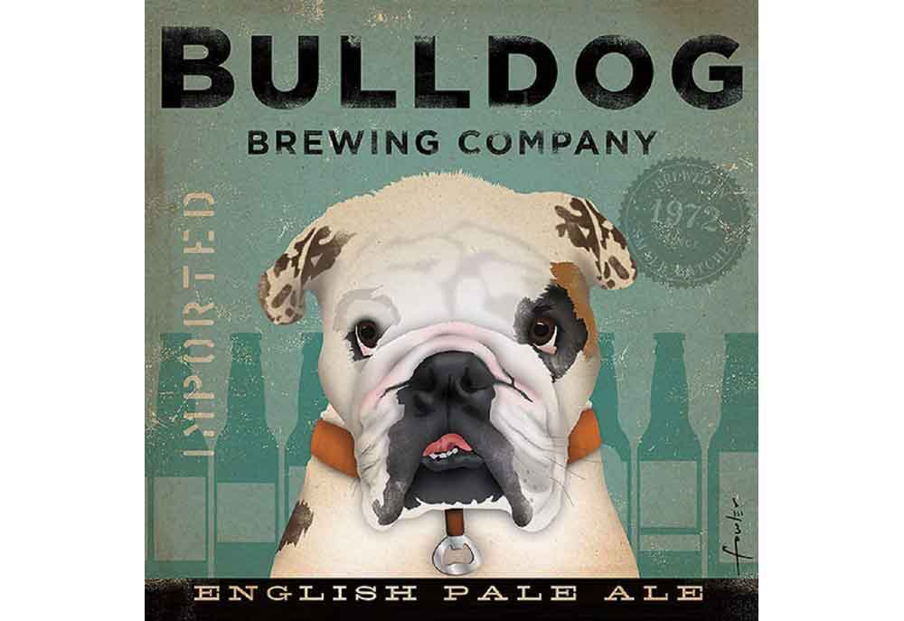 Bulldog Brewing Co. Dog Poster Art by Stephen Fowler | Posters of Dogs