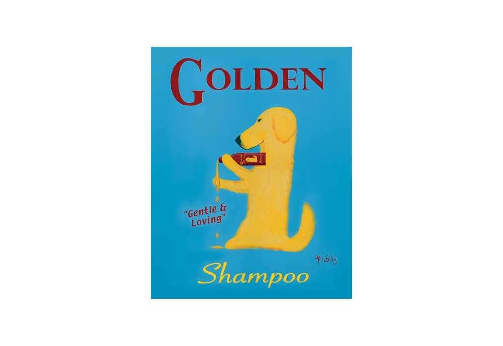 Dog Poster by Ken Bailey 'Golden Shampoo' | Dog Posters and Prints