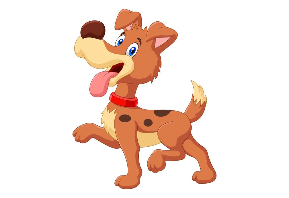 Clip Art Image of a Prancing Happy Cartoon Dog | Dog Clip Art Pictures