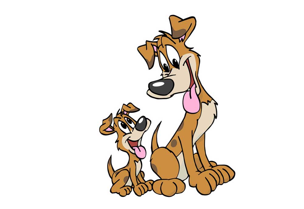 Two Happy Dogs, Father and Son, Sit Together | Dog Clip Art Pictures