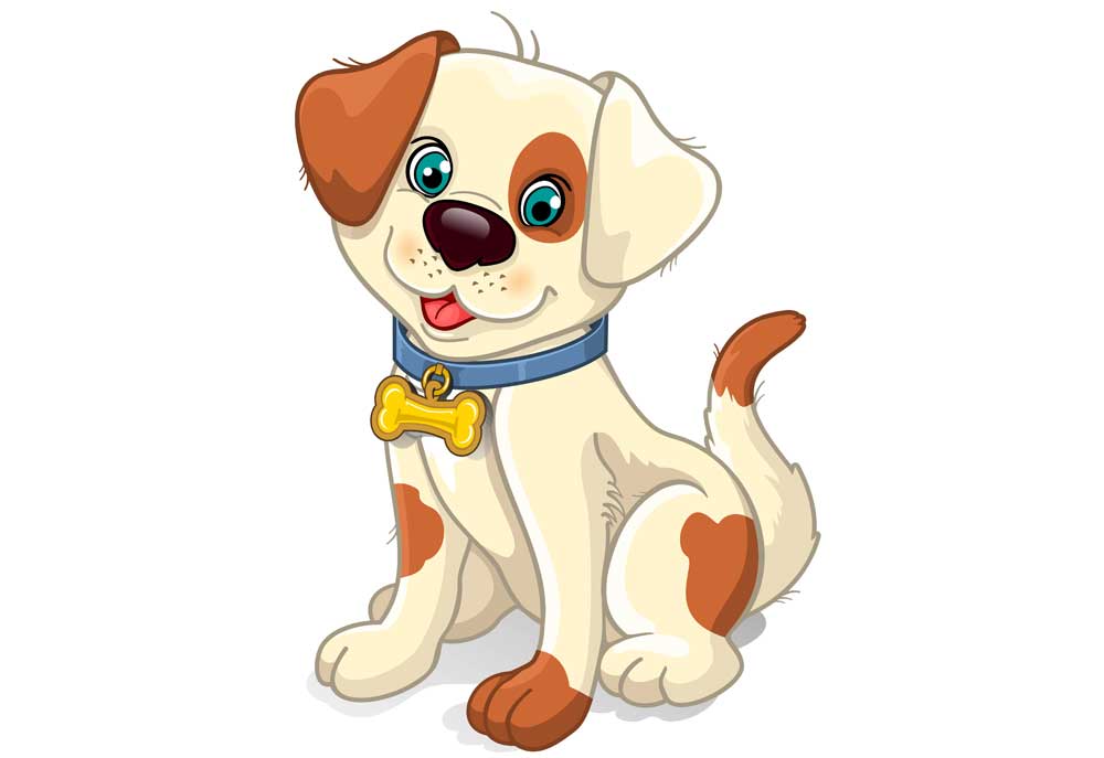 Clip Art Image of White Tan and Brown Puppy Dog | Dog Clip Art Pictures