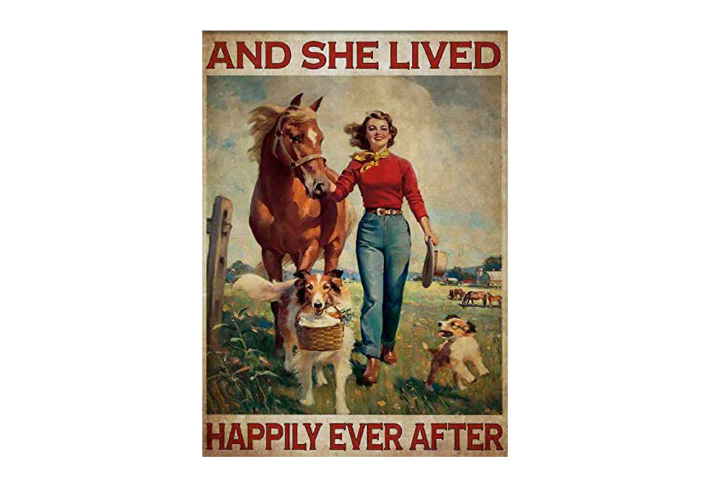 And She Lived Happily Ever After Dog Poster Tin Sign | Dog Posters and Prints