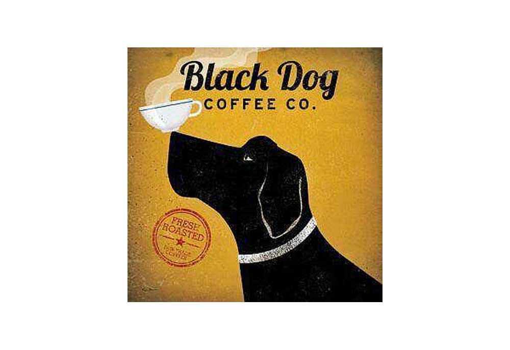 Black Dog Coffee Co. Poster | Dog Posters Art Prints