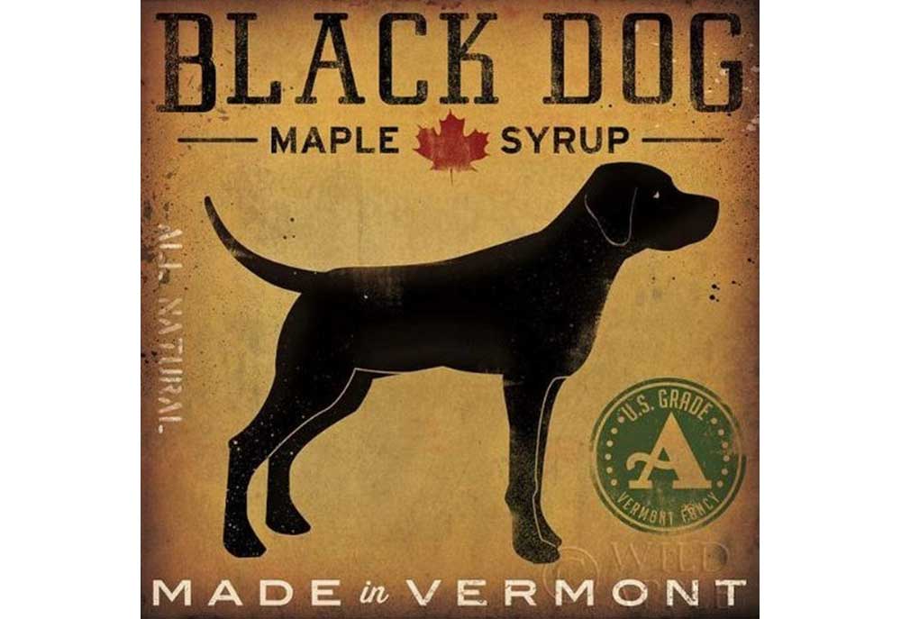 Dog Poster Art by Ryan Fowler Titled 'Black Dog Maple Syrup' | Dog Posters and Prints