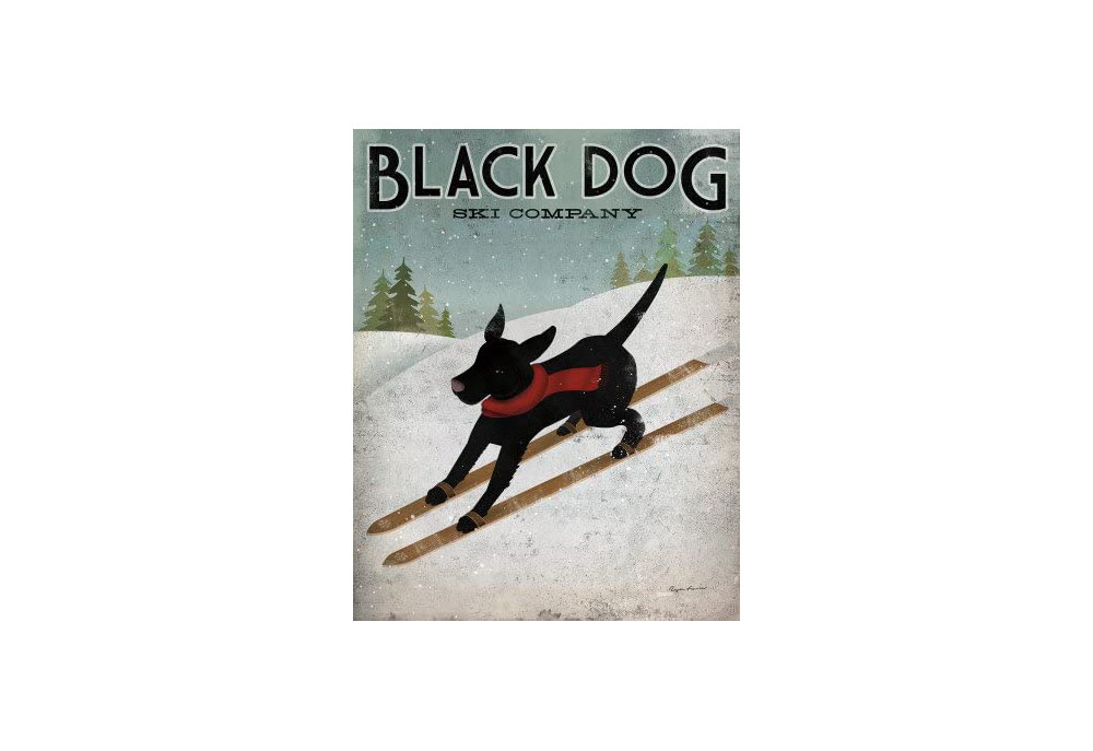 Black Dog Ski Poster Ryan Fowler | Dog Posters Art Prints