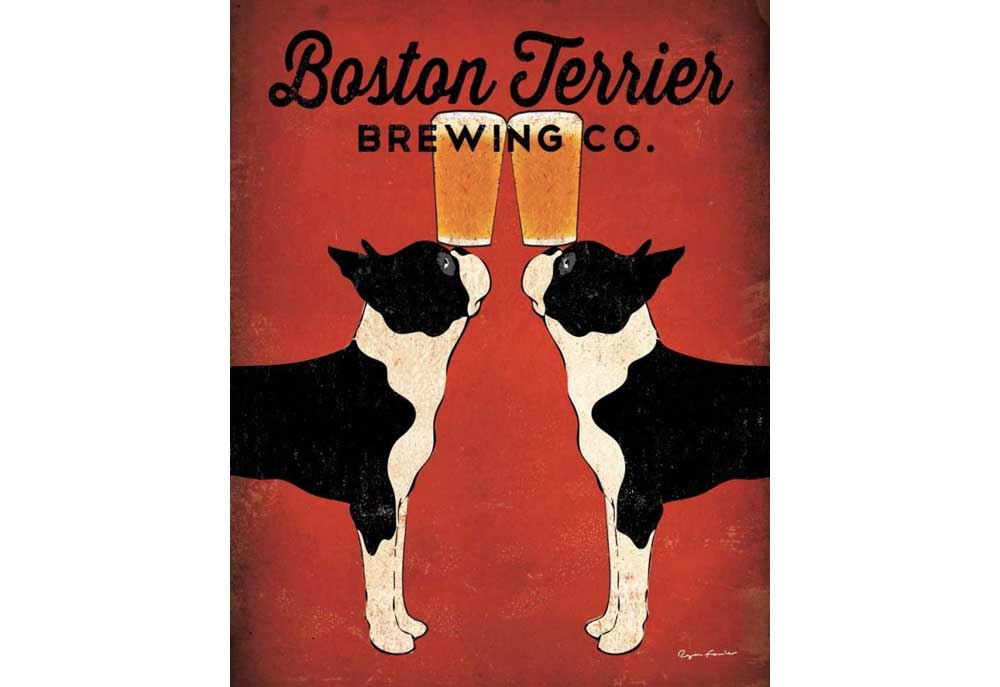 Dog Poster Boston Terrier Brewing Company by Ryan Fowler