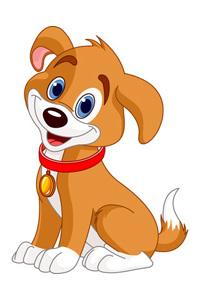 Clip Art of Happy Dog with Red Collar - Anna Velichkovsky