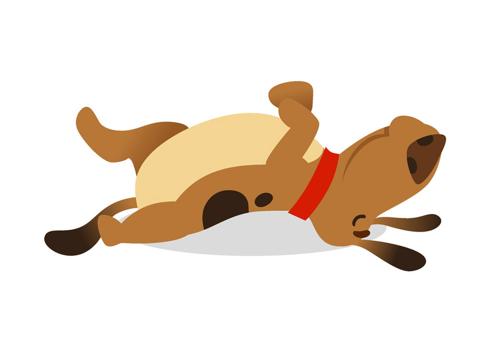 Cartoon Clip Art Dog Sleeping or Rolling on Back | Dog Clip Art Pictures