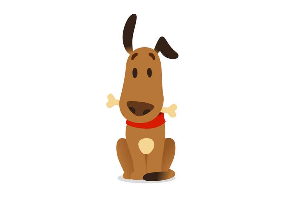 Dog Sitting Holding Bone in Mouth | Dog Clip Art Pictures