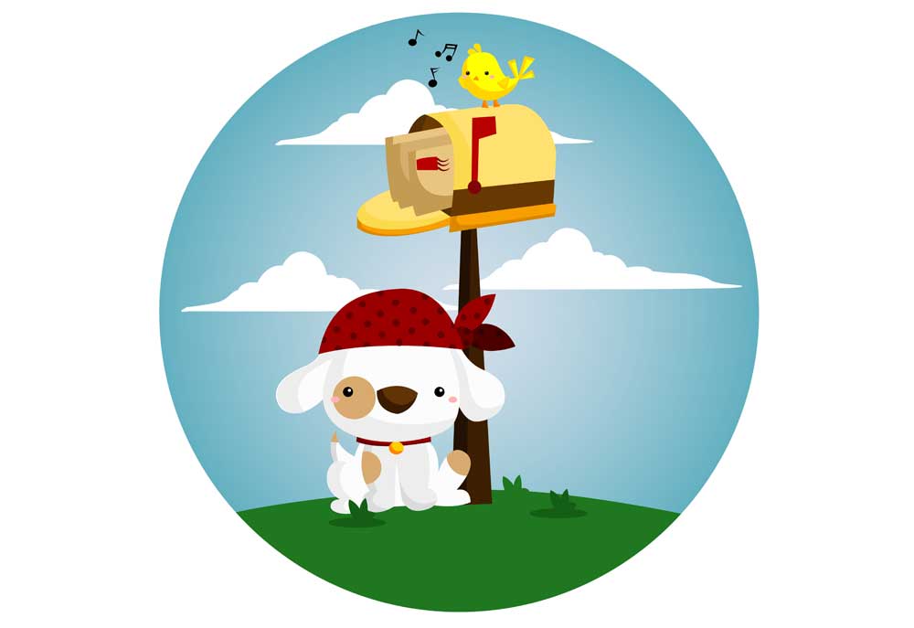 Cute Dog Clip Art | Dog Waits By Mailbox