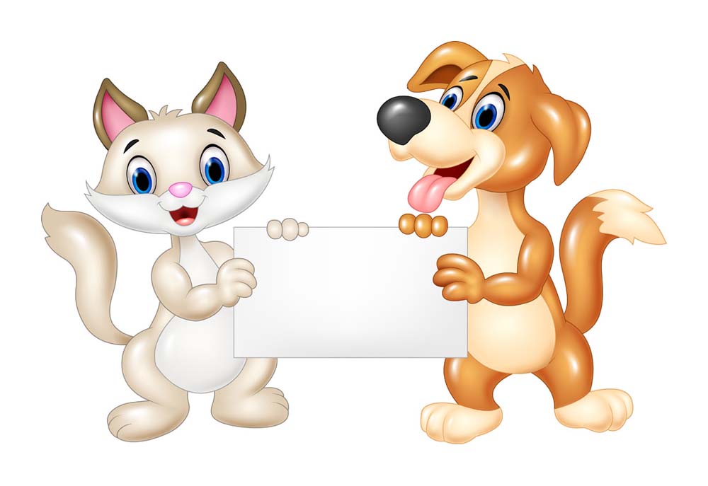 Clip Art Dog Cat Hold Blank Sign | Dog Clip Art Images