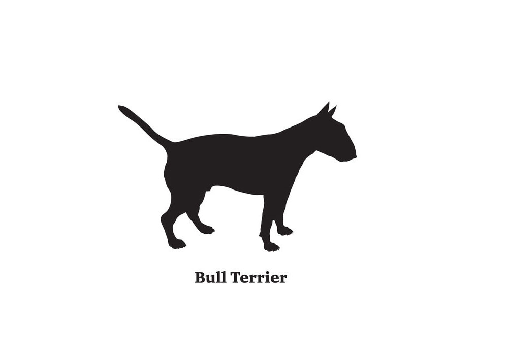 Black Dog Silhouette of Bull Terrier | Dog Breed Clip Art