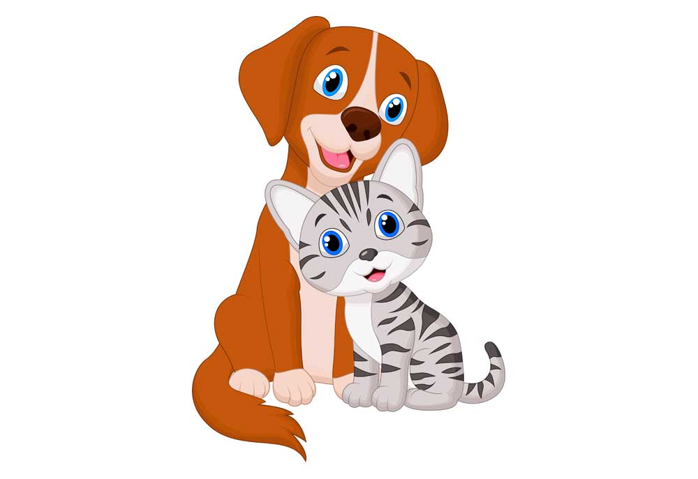 Clip Art of Brown Dog Gray Cat | Dog Clip Art Images