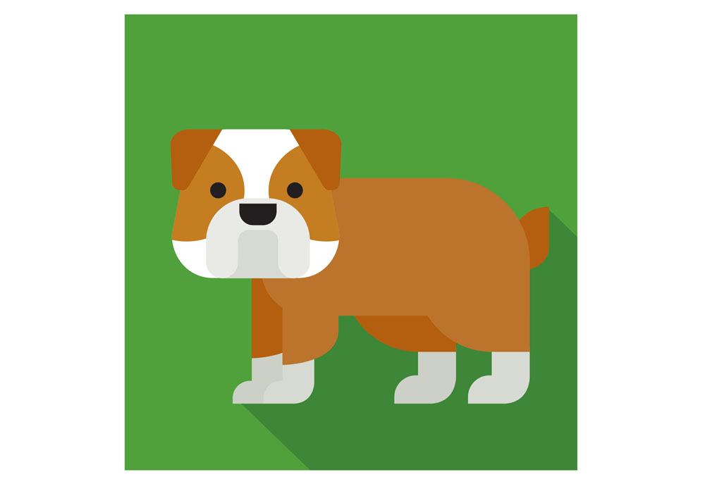 Clip Art Icon Bulldog on Green Background | Dog Clip Art Pictures
