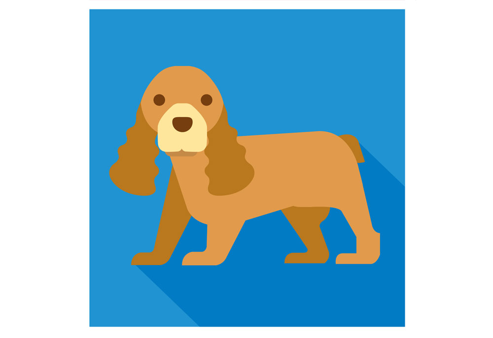 Cocker Spaniel Clip Art Icon on Blue Background | Dog Clip Art Pictures