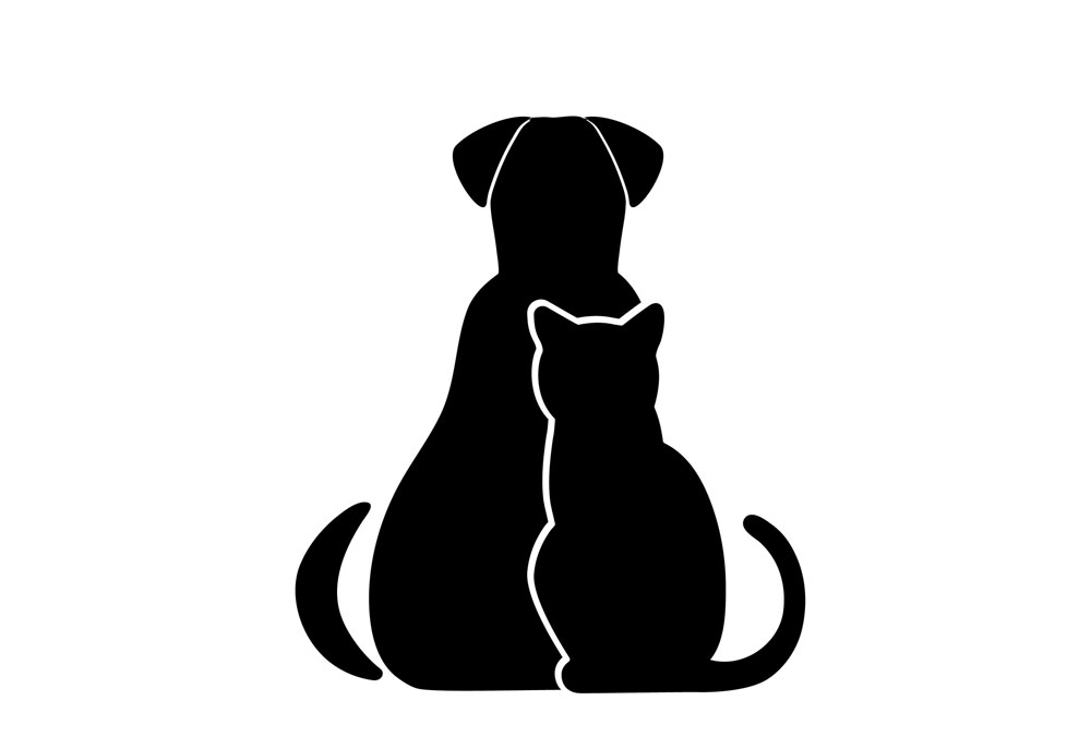 Dog and Cat Paired in Silhouette | Dog Clip Art Pictures