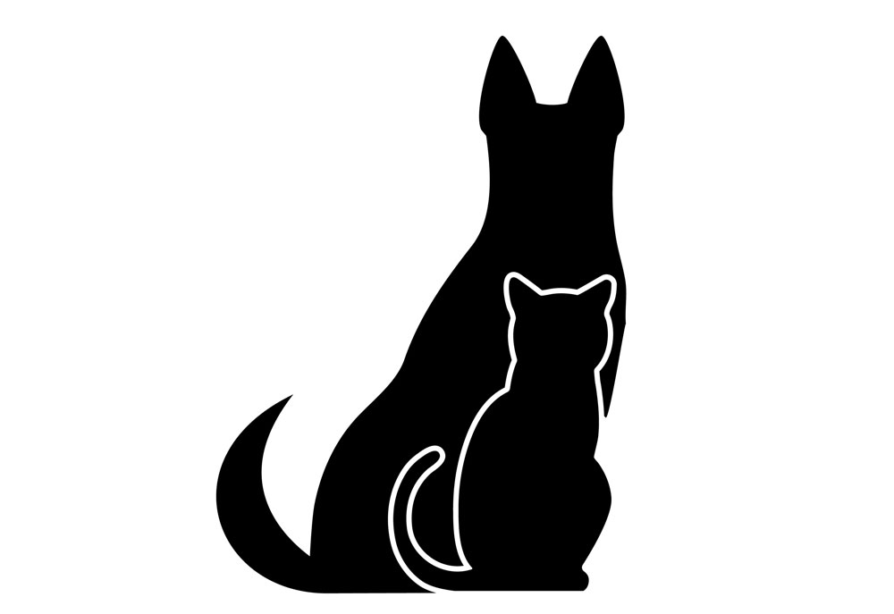 Black Dog Cat Silhouette on White | Dog Clip Art Images