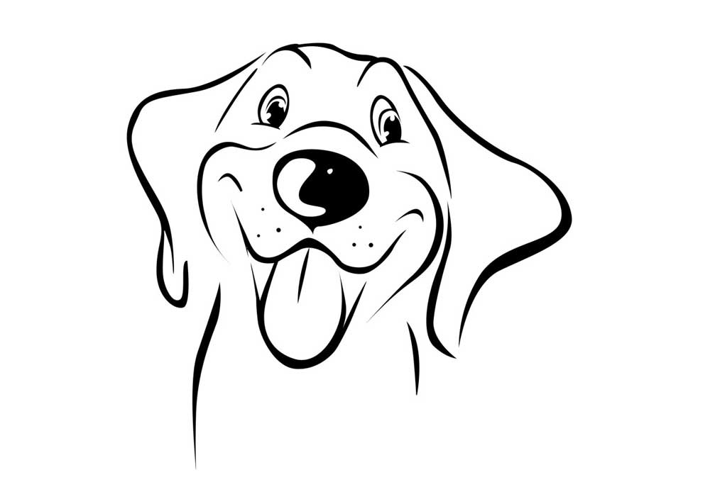 Line Drawing of a Happy Dog's Face | Dog Clip Art Pictures
