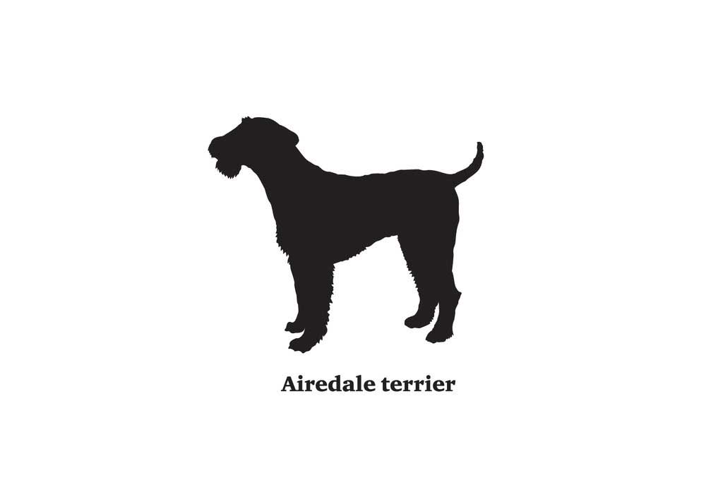 Clip Art Silhouette of Airedale Terrier Dog Breed | Dog Clip Art