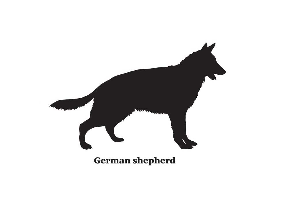 Silhouette of a German Shepherd Dog Standing | Clip Art of Dogs