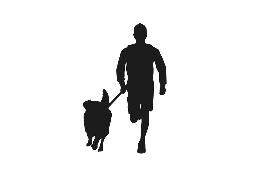 Clip Art Silhouette of Person and Dog Running Side by Side | Clip Art of Dogs