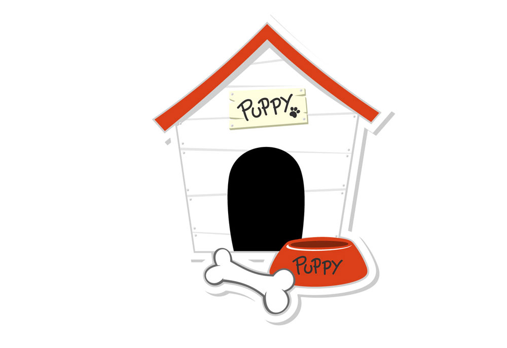 Clip Art of Dog House Bowl Bone | Dog Clip Art Images
