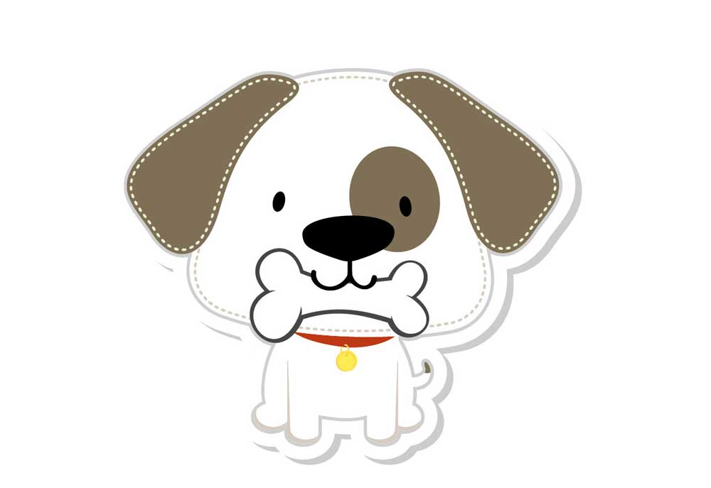 Clip Art Puppy Dog with Bone in Mouth | Dog Clip Art Images