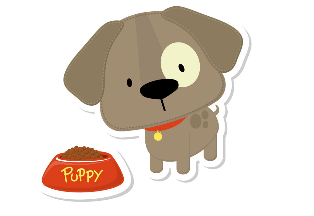 Dogs and Things Clip Art of Puppy Dog Bowl of Food | Stock Dog Pictures Images