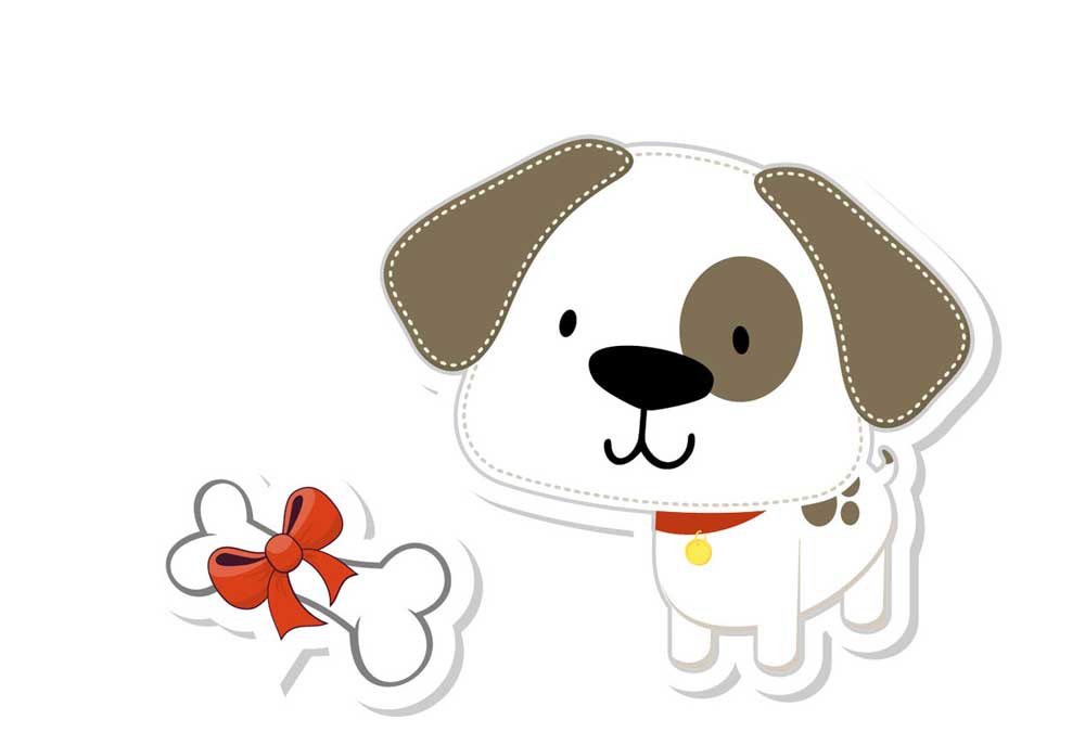 Perfect Puppy Dog for a Cut Out or Sticker Dog with Bone | Clip Art of Dogs