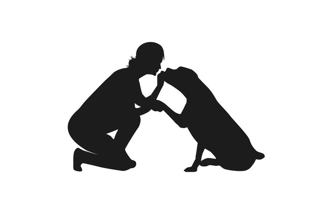 Silhouette of Person and Dog Face to Face | Clip Art of Dogs