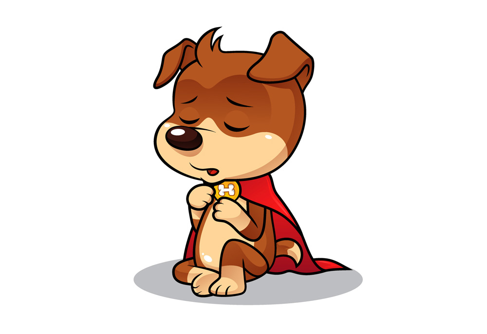 Clip Art of Sad Dog in Red Cape | Dog Clip Art Images