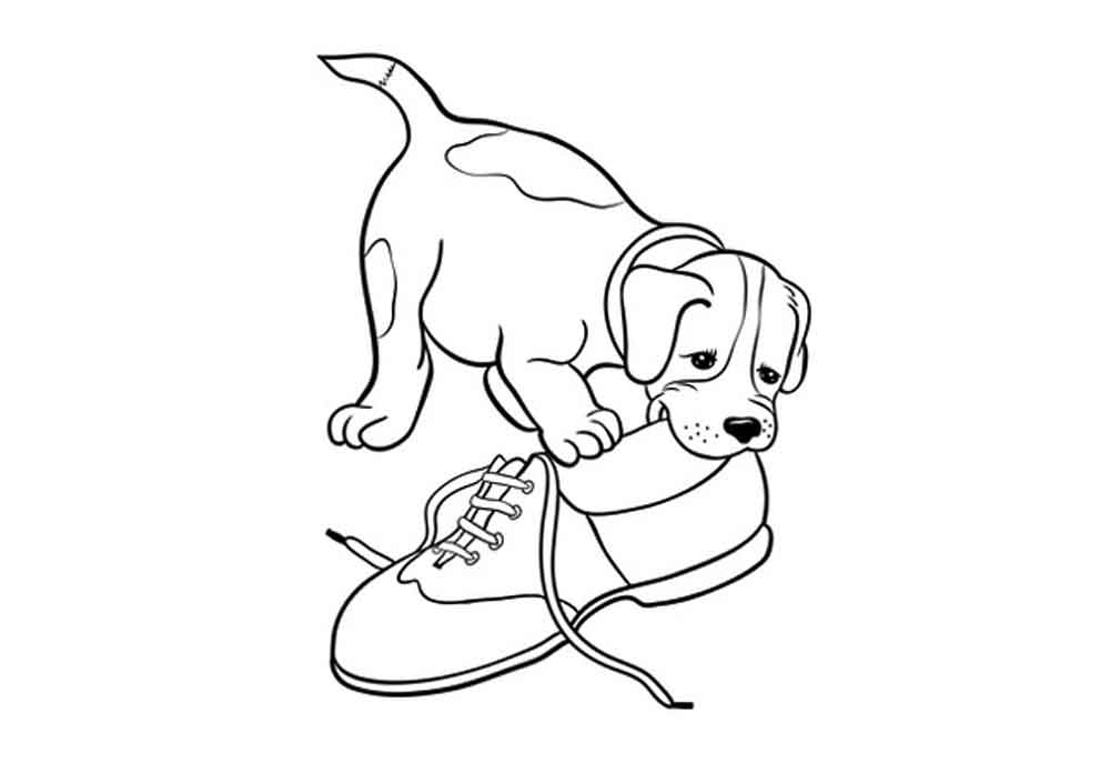 Clip Art Puppy Dog Chewing Shoe | Dog Clip Art Images