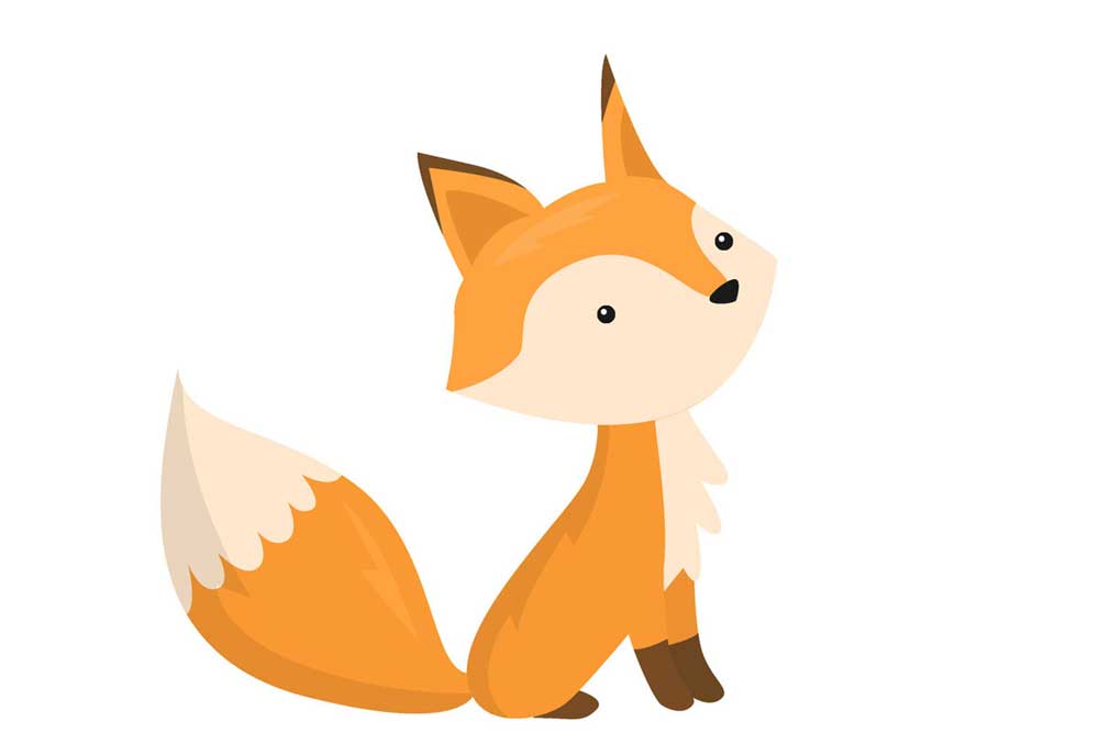 Cute Red Fox Clip Art of Red Fox Sitting Facing to the Right | Dog Clip Art Pictures