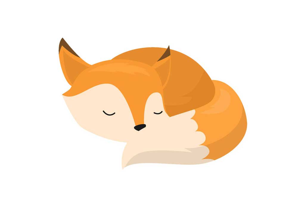 This Cute Red Fox is Curled Up in a Ball Sleeping | Fox Clip Art Pictures