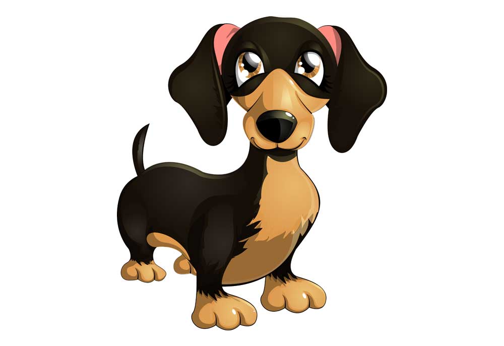 Clip Art Picture of a Standing Dachshund Dog with Big Eyes | Dog Clip Art Pictures