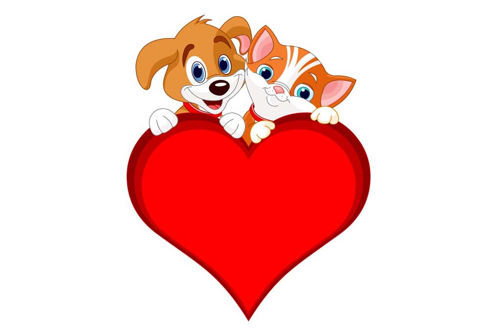Valentine Dog Cat with Heart | Dog Clip Art Images