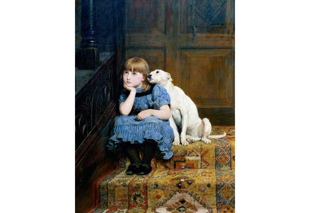 Dog and Girl Poster 'Sympathy' 1877 | Dog Posters Art Prints