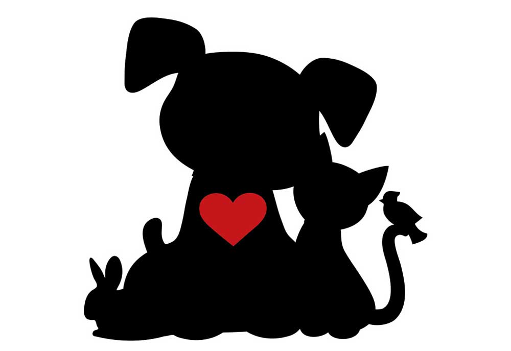 Dog And Cat Silhouette With Heart