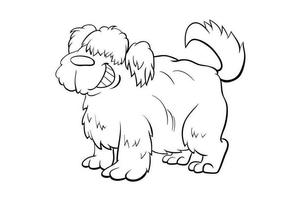 Line Drawing of a Big Shaggy Sheepdogn | Dog Clip Art Pictures