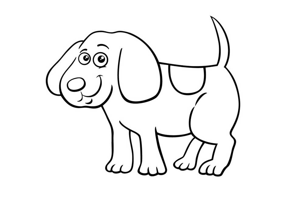 Line Drawing of a Large Dog Standing Up  | Dog Clip Art Pictures