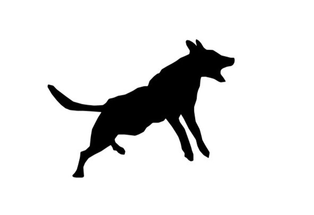 Black Dog Silhouette on White of Barking Dog | Dog Clip Art Pictures Images