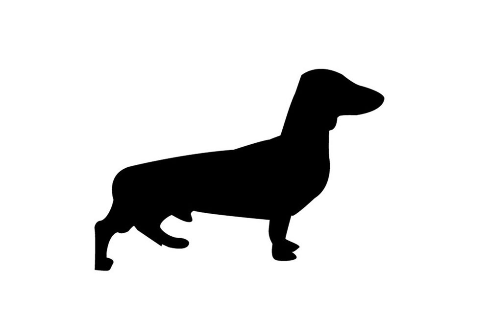 Clip Art Black Silhouette of Dachshund Dog Posed | Dog Clip Art Pictures and Images