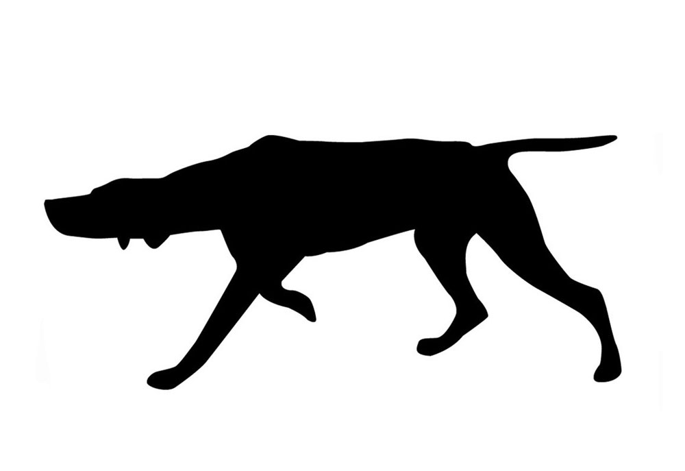 Clip Art of Dog Pointing or Alerting Black Silhouette | Dog Clip Art Pictures