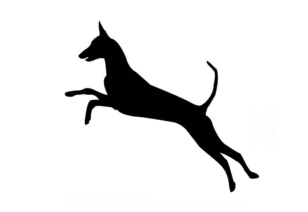 Clip Art Silhouette of Dog Jumping or Leaping | Dog Clip Art Pictures