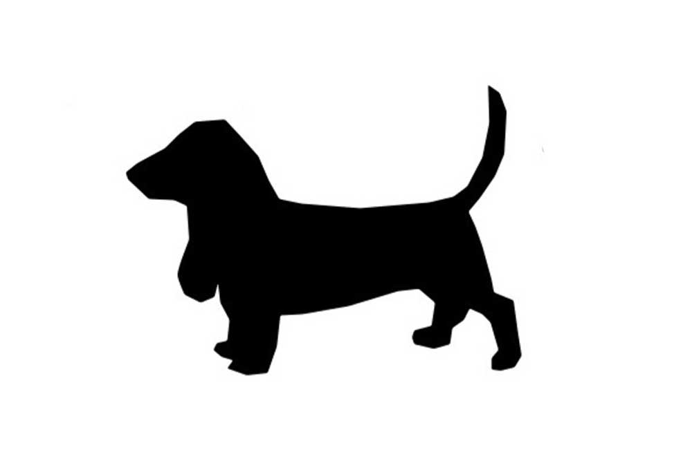Basset Hound Dog Black Silhouette on White | Dog Clip Art Pictures