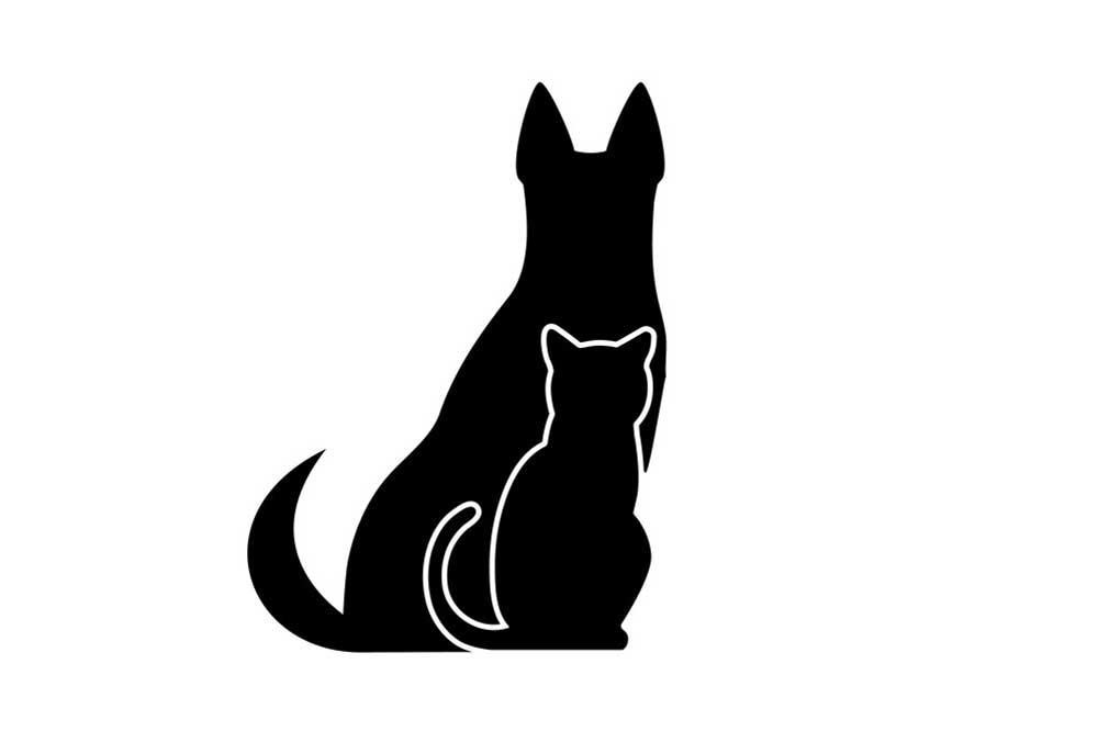 Silhouette of Shepherd Dog with Cat | Dog Clip Art Images