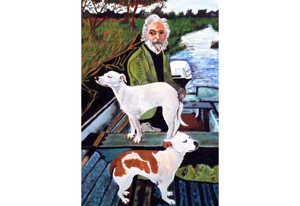 Movie Poster Man Dogs on Boat | Dog Posters Art Prints
