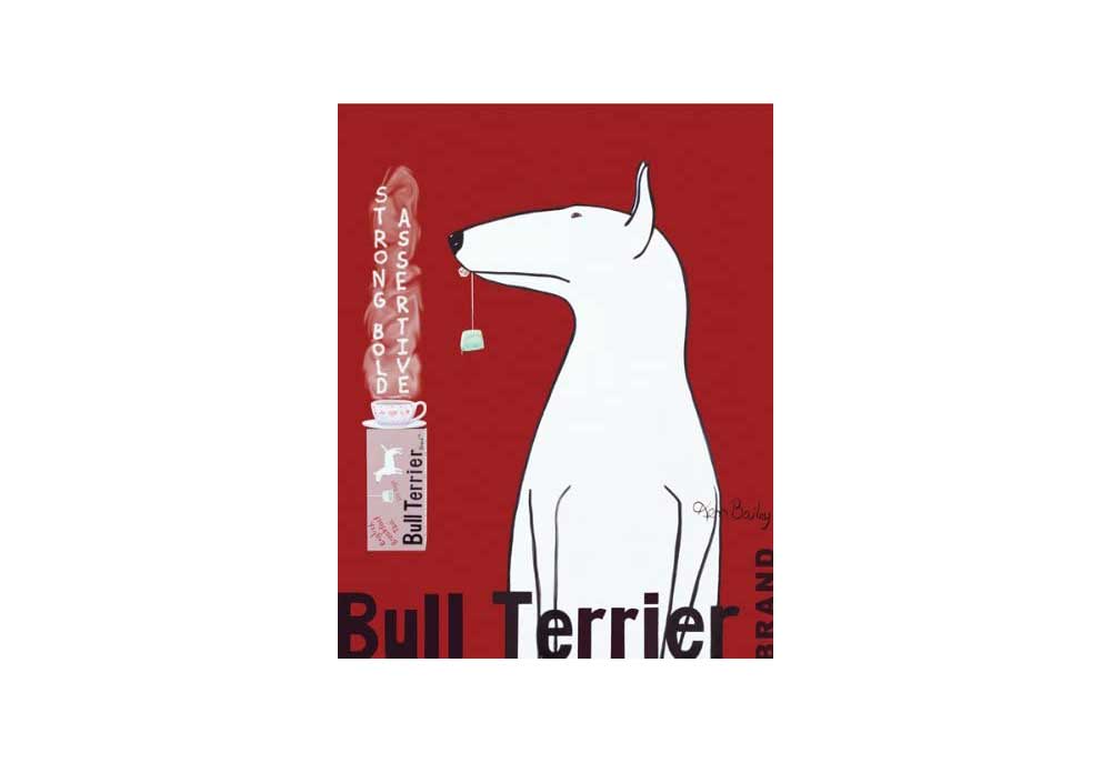 Dog Poster Bull Terrier Tea Ken Bailey | Dog Posters Art Prints